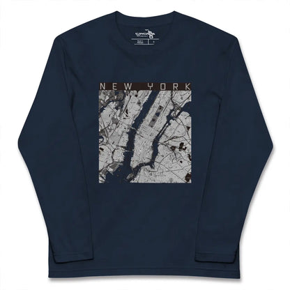 【ニューヨーク（アメリカ）】地図柄ロングスリーブTシャツ