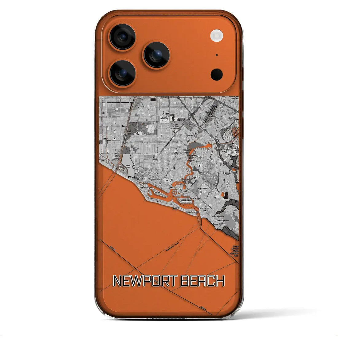 【ニューポートビーチ（アメリカ）】地図柄iPhoneケース（クリアタイプ）