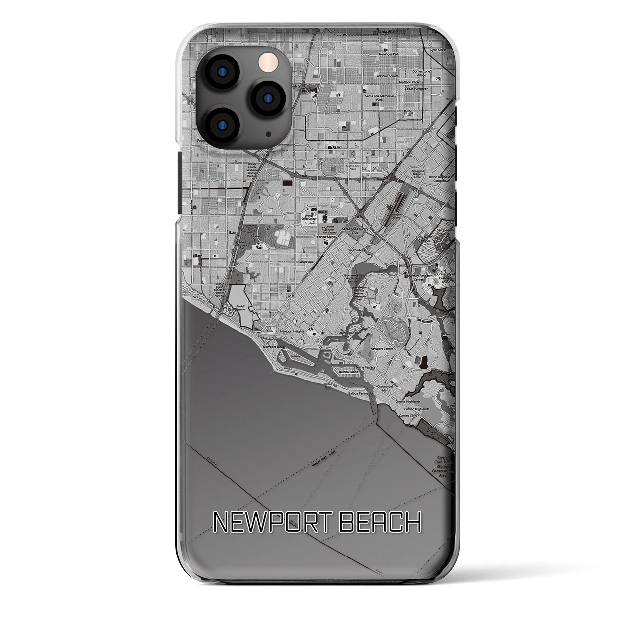 【ニューポートビーチ（アメリカ）】地図柄iPhoneケース（クリアタイプ）
