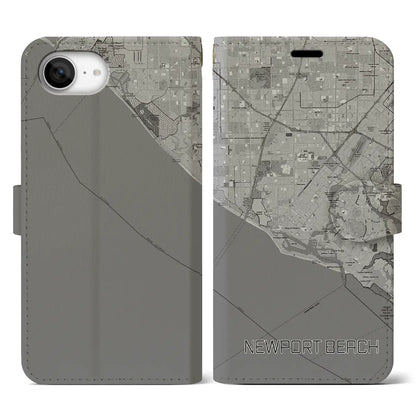 【ニューポートビーチ（アメリカ）】地図柄iPhoneケース（手帳タイプ）