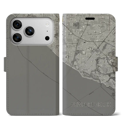 【ニューポートビーチ（アメリカ）】地図柄iPhoneケース（手帳タイプ）