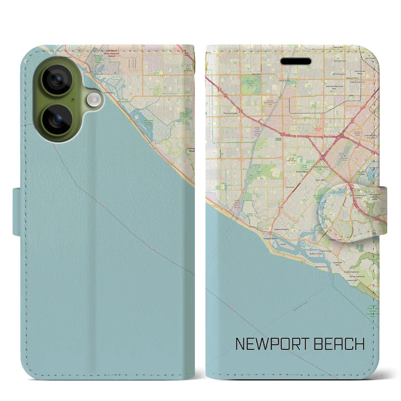【ニューポートビーチ（アメリカ）】地図柄iPhoneケース（手帳タイプ）