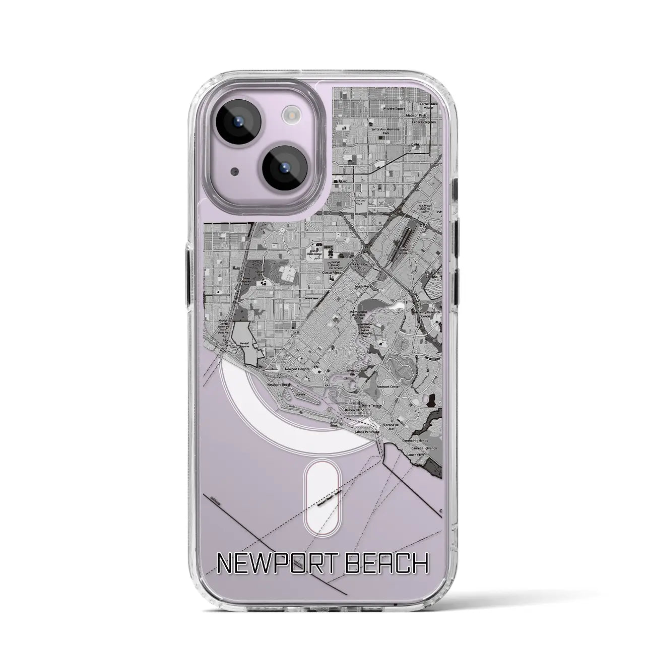 【ニューポートビーチ（アメリカ）】地図柄iPhoneケース（MagSafeタイプ）