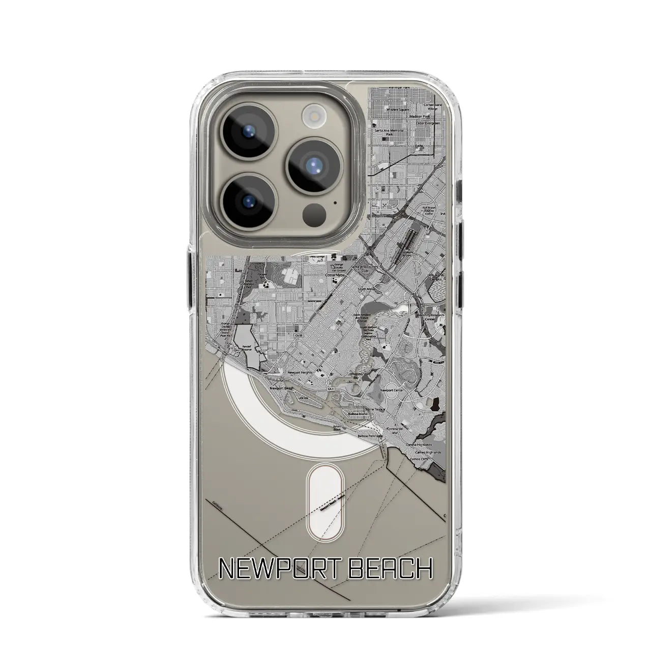 【ニューポートビーチ（アメリカ）】地図柄iPhoneケース（MagSafeタイプ）