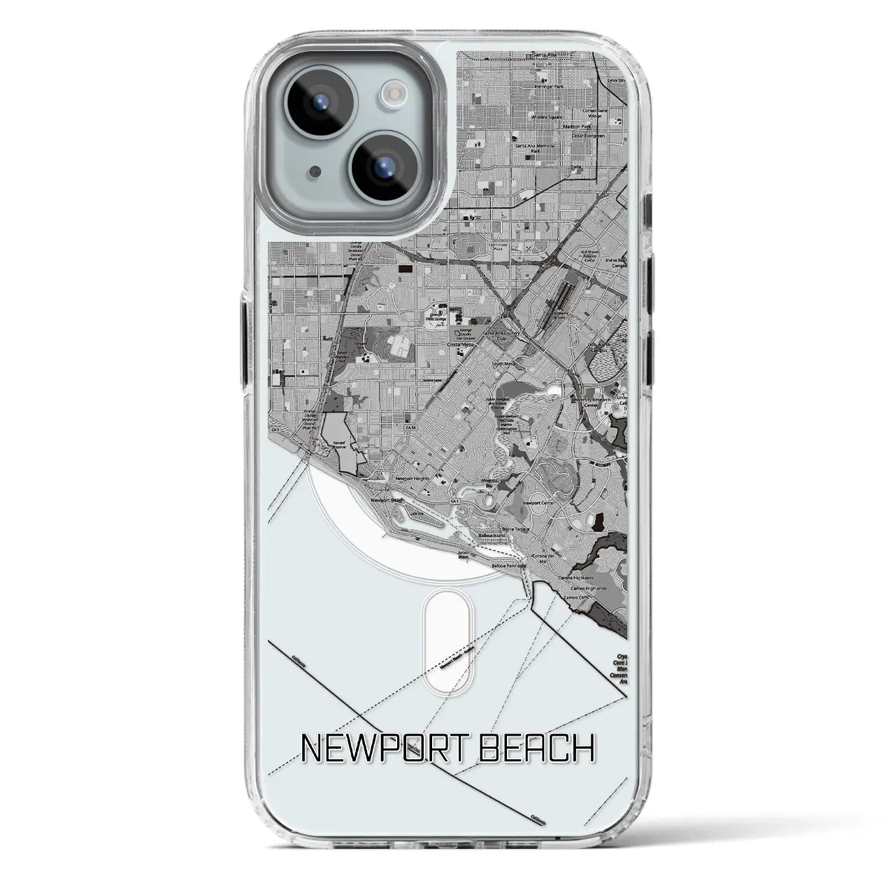 【ニューポートビーチ（アメリカ）】地図柄iPhoneケース（MagSafeタイプ）