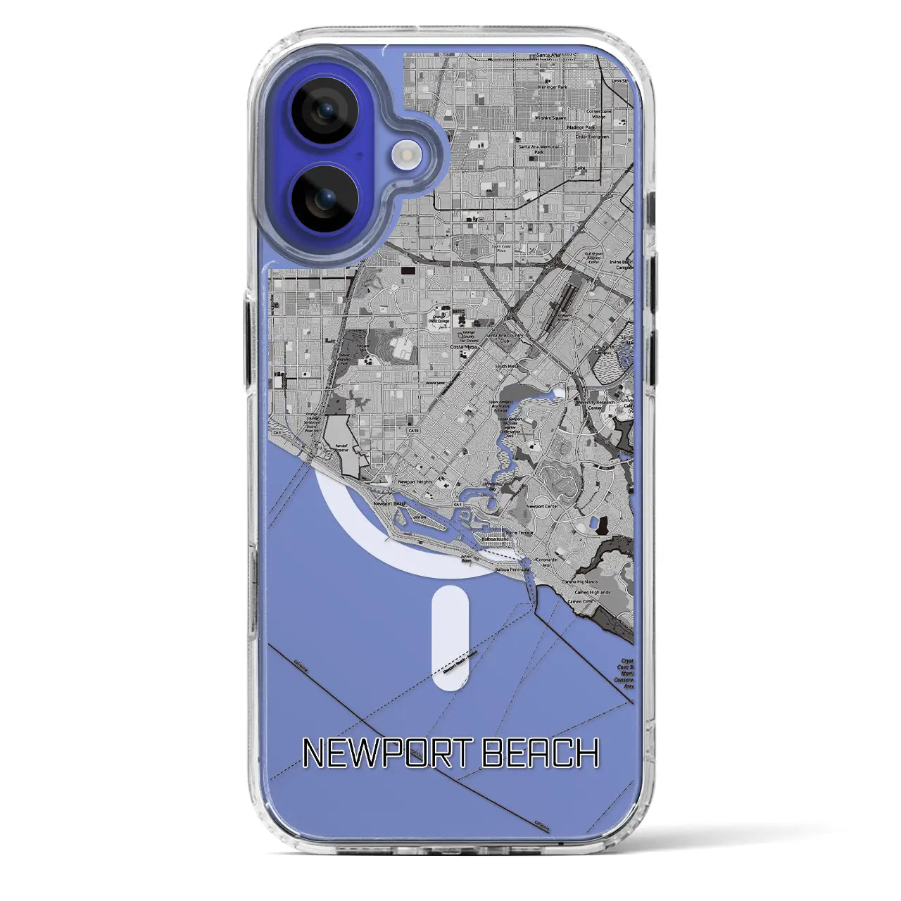 【ニューポートビーチ（アメリカ）】地図柄iPhoneケース（MagSafeタイプ）