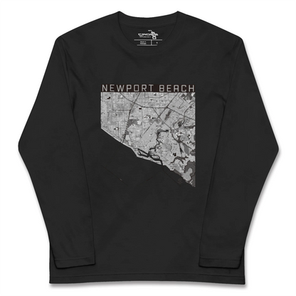 【ニューポートビーチ（アメリカ）】地図柄ロングスリーブTシャツ