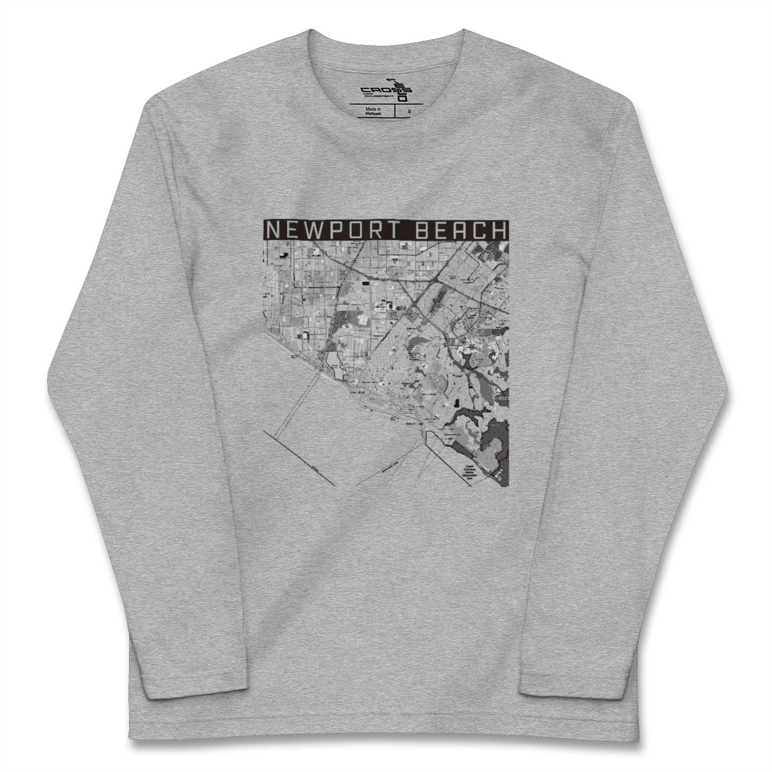 【ニューポートビーチ（アメリカ）】地図柄ロングスリーブTシャツ