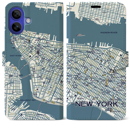 【ニューヨーク（イラスト）】イラストマップiPhoneケース（手帳タイプ）ブライト・iPhone 16 Pro Max 用