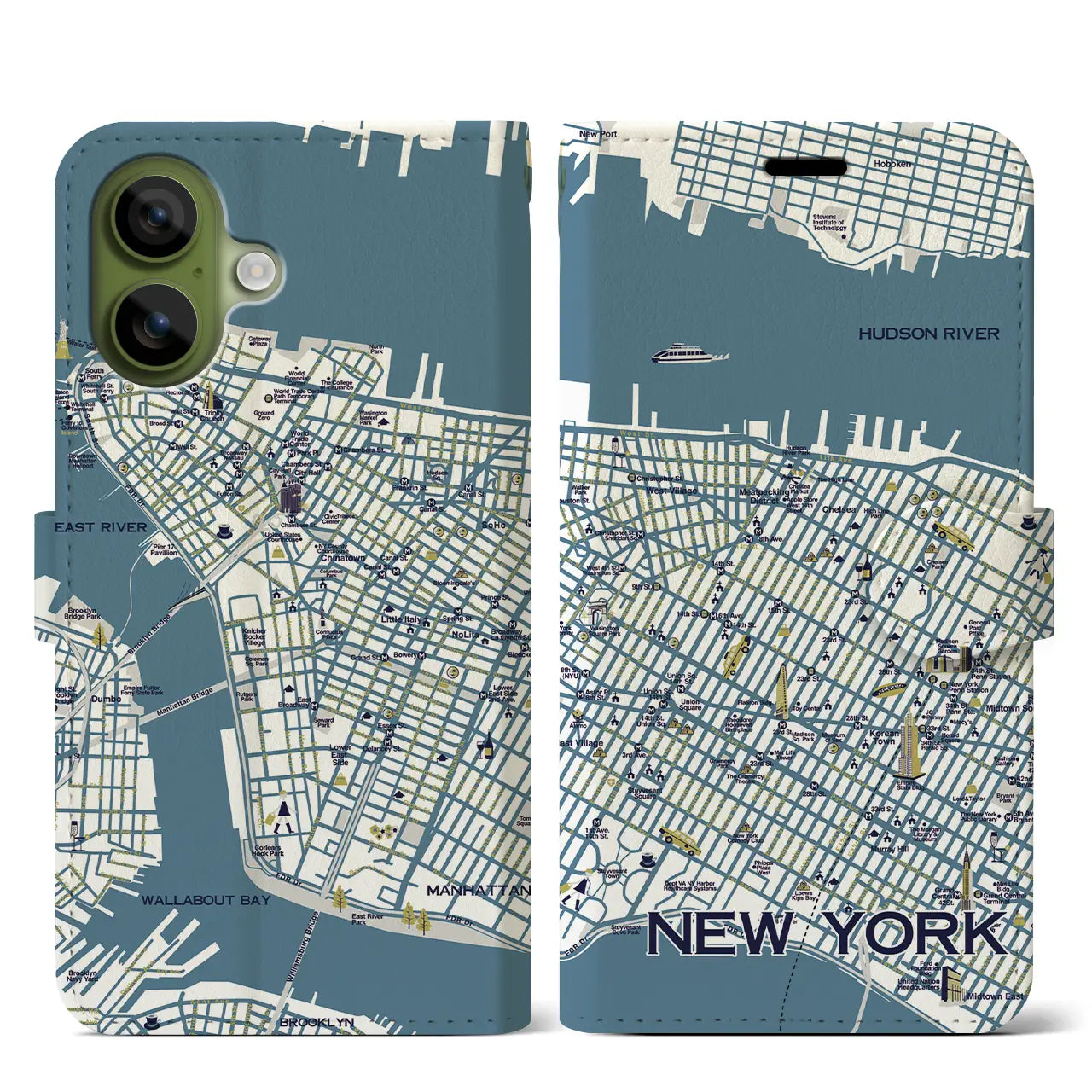 【ニューヨーク】イラストマップiPhoneケース（手帳タイプ）