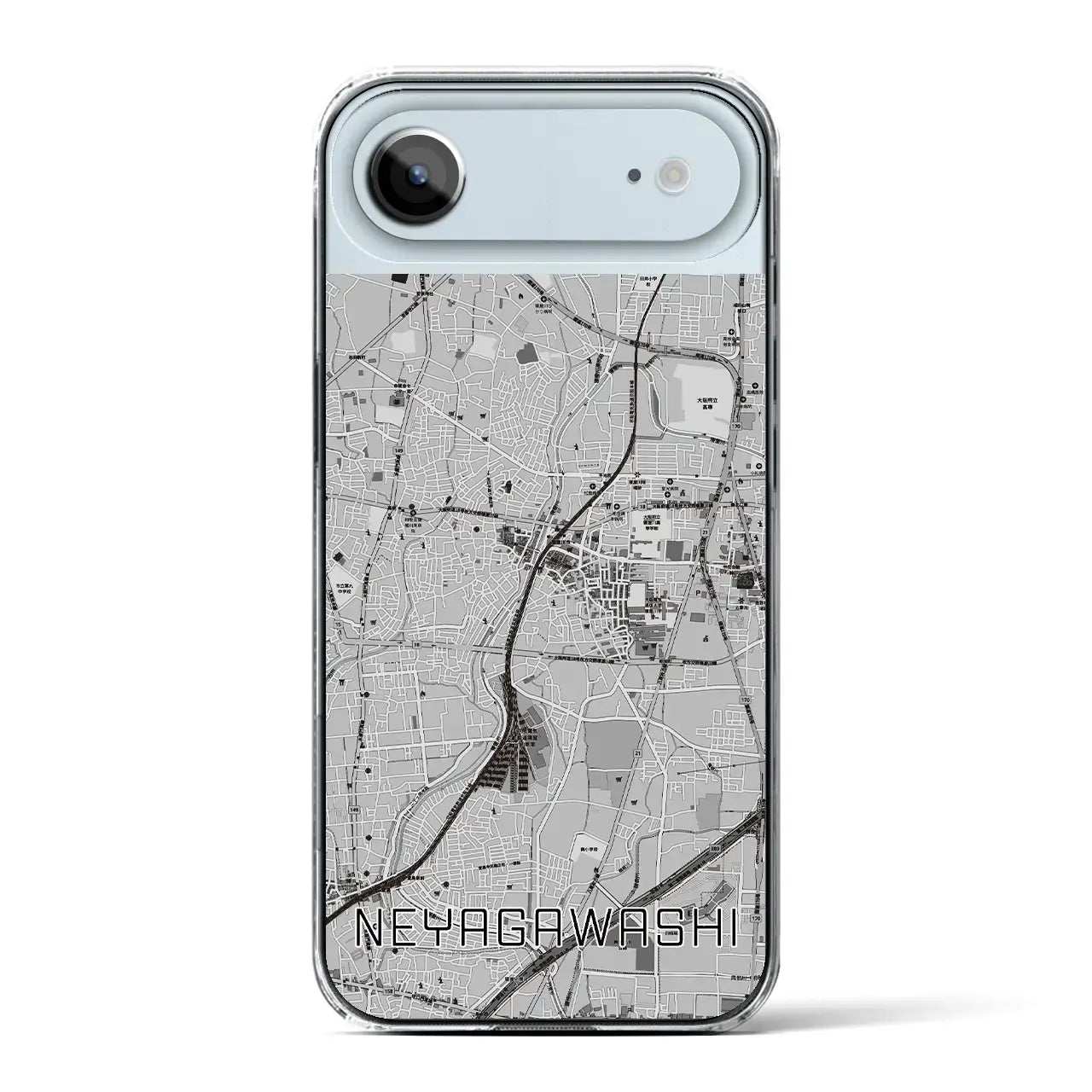 【寝屋川市（大阪府）】地図柄iPhoneケース（クリアタイプ）