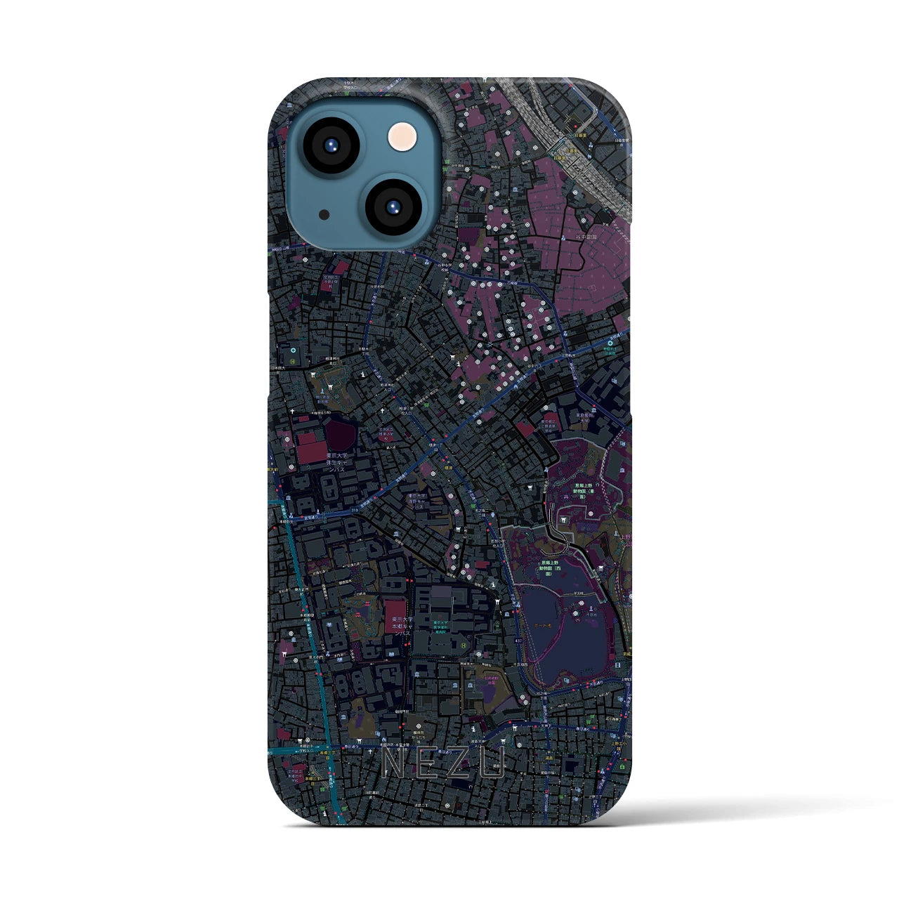 【根津（東京都）】地図柄iPhoneケース（バックカバータイプ）
