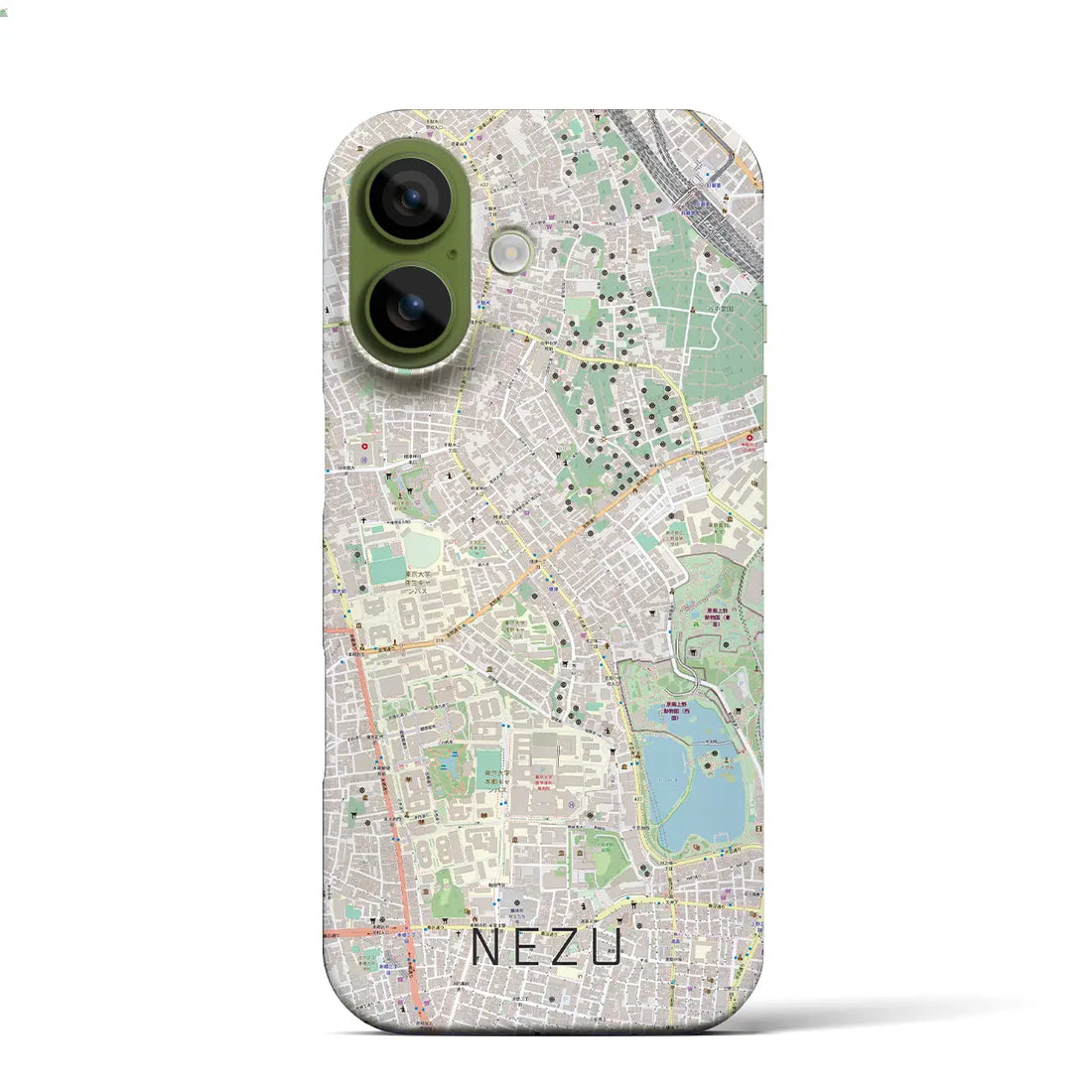 【根津(東京都)】地図柄iPhoneケース(バックカバータイプ)ブラック・iPhone 17 Pro Max 用