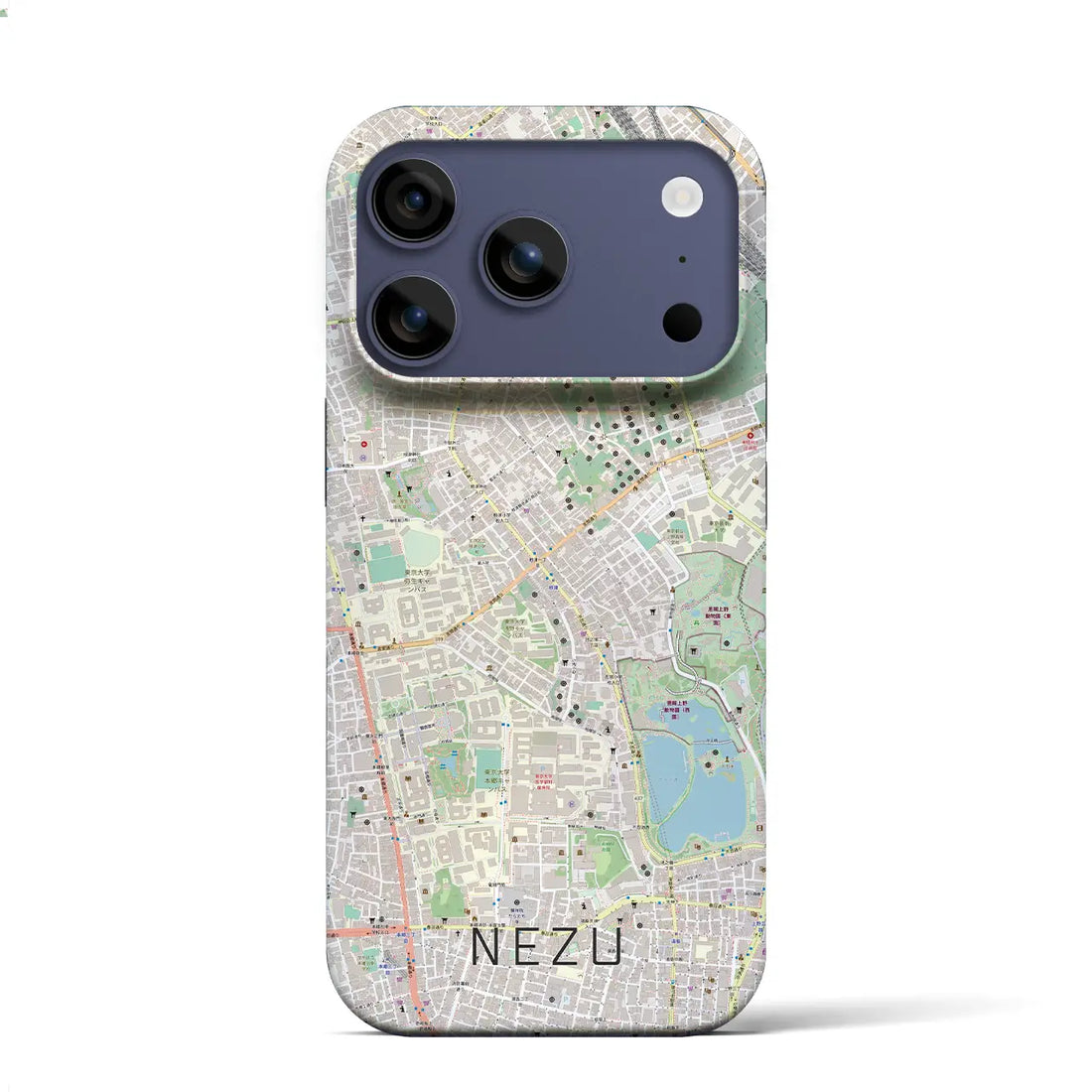【根津（東京都）】地図柄iPhoneケース（バックカバータイプ）ナチュラル・iPhone 17 Pro Max 用