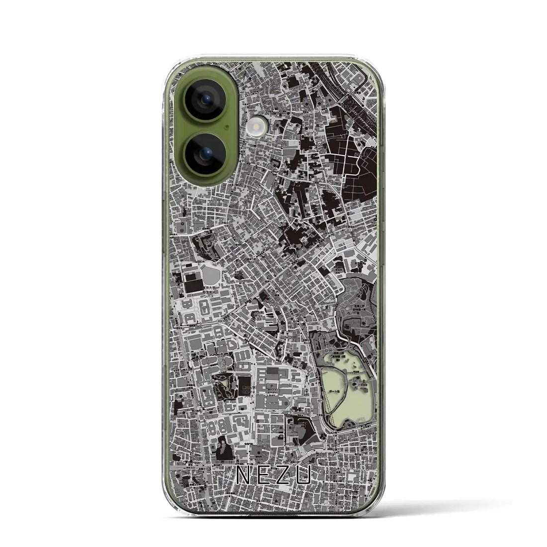 【根津(東京都)】地図柄iPhoneケース(クリアタイプ)モノトーン・iPhone 17 Pro Max 用