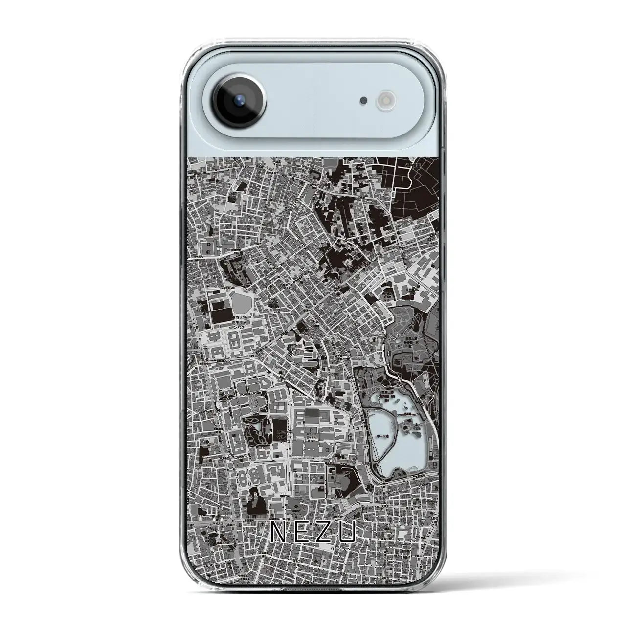 【根津（東京都）】地図柄iPhoneケース（クリアタイプ）モノトーン・iPhone 17 Pro Max 用