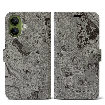 【根津（東京都）】地図柄iPhoneケース（手帳タイプ）