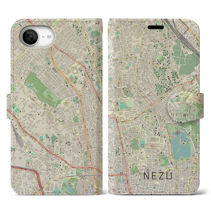 【根津（東京都）】地図柄iPhoneケース（手帳タイプ）