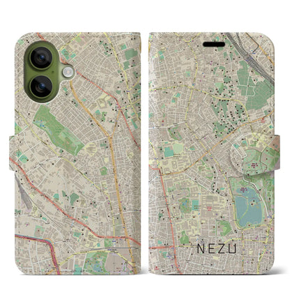 【根津（東京都）】地図柄iPhoneケース（手帳タイプ）