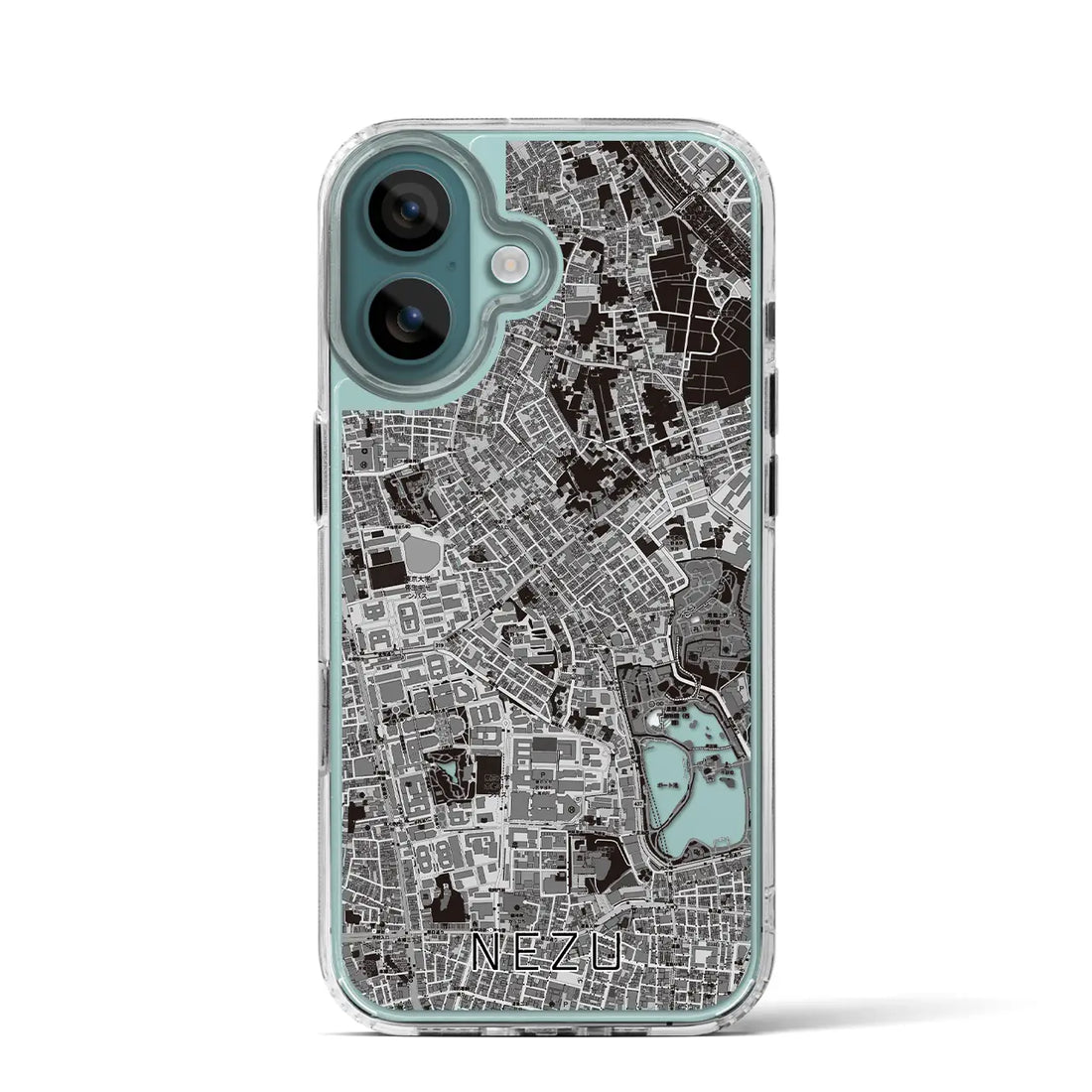 【根津（東京都）】地図柄iPhoneケース（MagSafeタイプ）モノトーン・iPhone 16 Pro 用