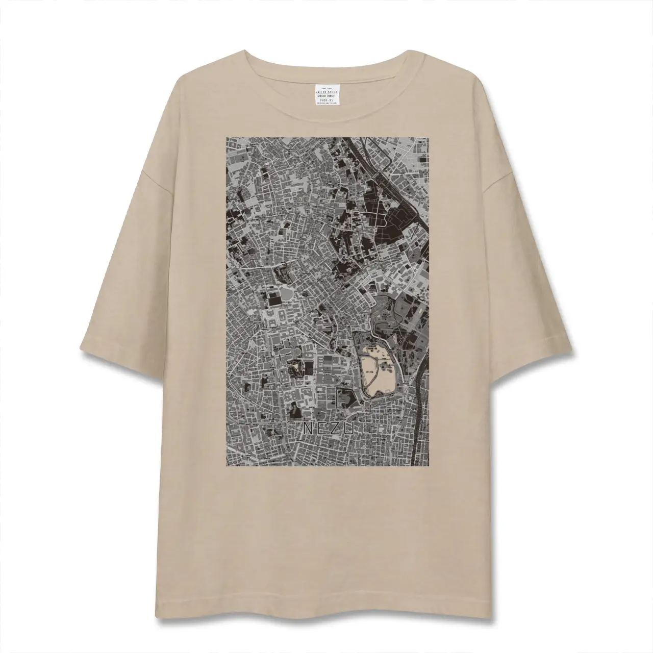【根津（東京都）】地図柄ビッグシルエットTシャツ