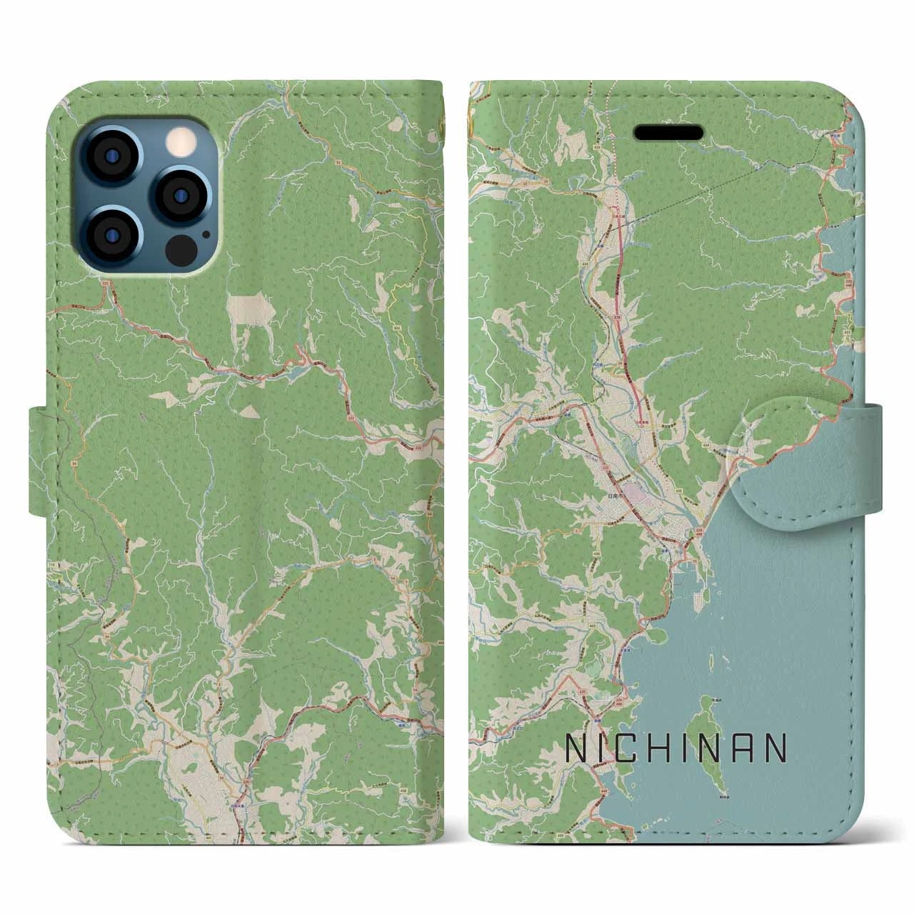 【日南（宮崎県）】地図柄iPhoneケース（手帳タイプ）