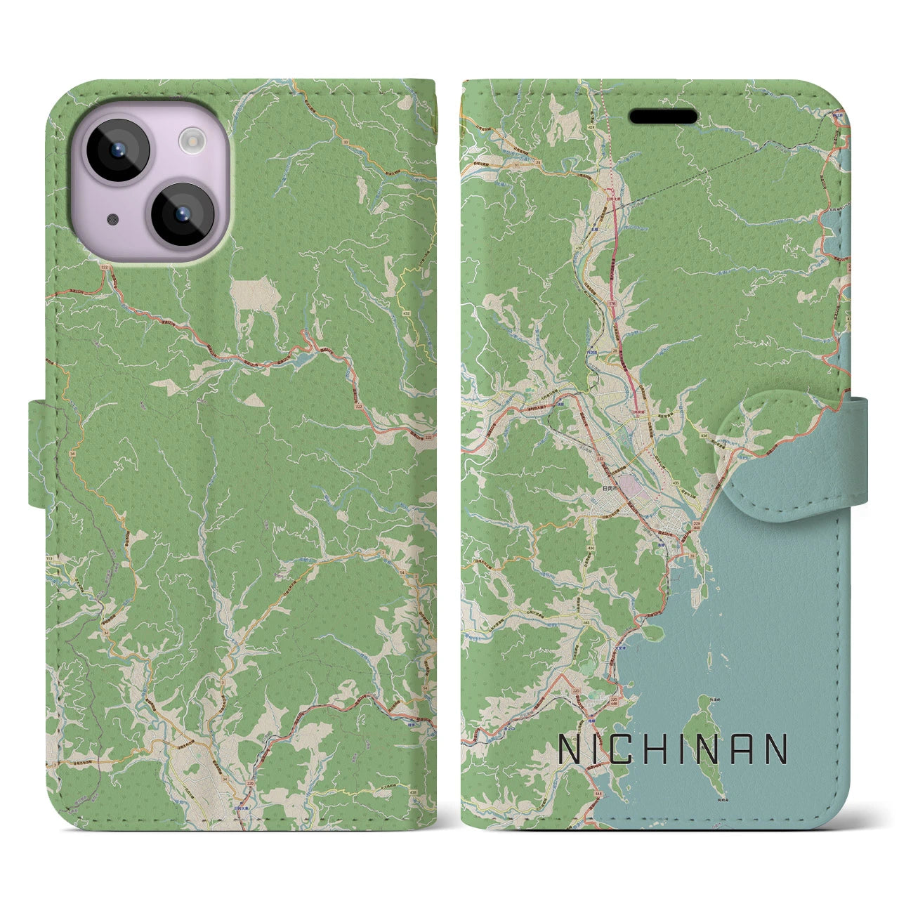 【日南（宮崎県）】地図柄iPhoneケース（手帳タイプ）