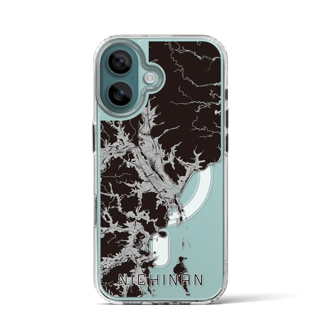 【日南(宮崎県)】地図柄iPhoneケース(MagSafeタイプ)モノトーン・iPhone 16 Pro 用