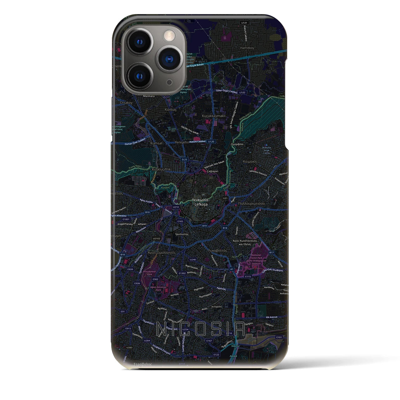 【ニコシア（キプロス）】地図柄iPhoneケース（バックカバータイプ）