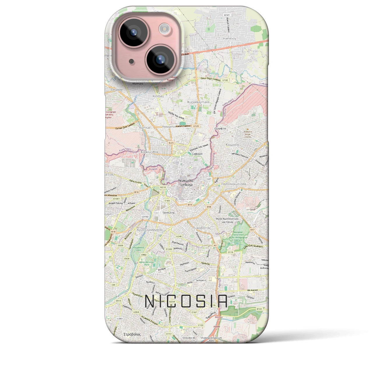 【ニコシア（キプロス）】地図柄iPhoneケース（バックカバータイプ）
