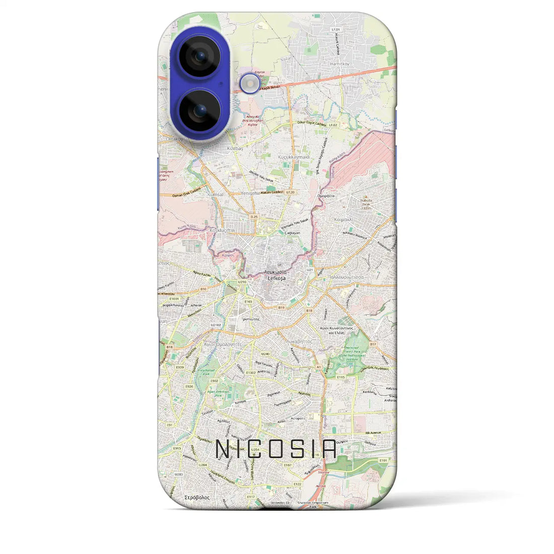 【ニコシア（キプロス）】地図柄iPhoneケース（バックカバータイプ）ブラック・iPhone 16 Pro Max 用