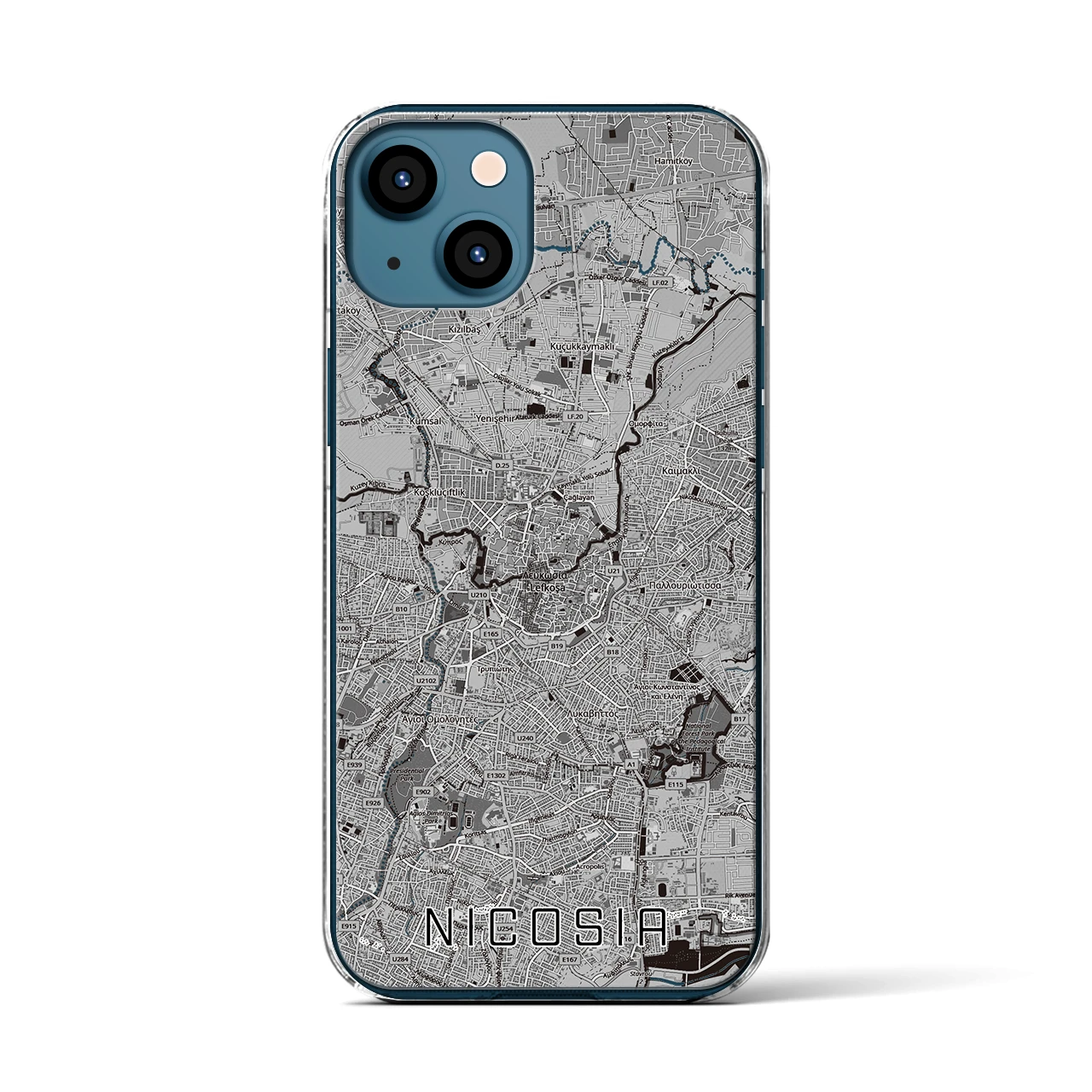 【ニコシア（キプロス）】地図柄iPhoneケース（クリアタイプ）