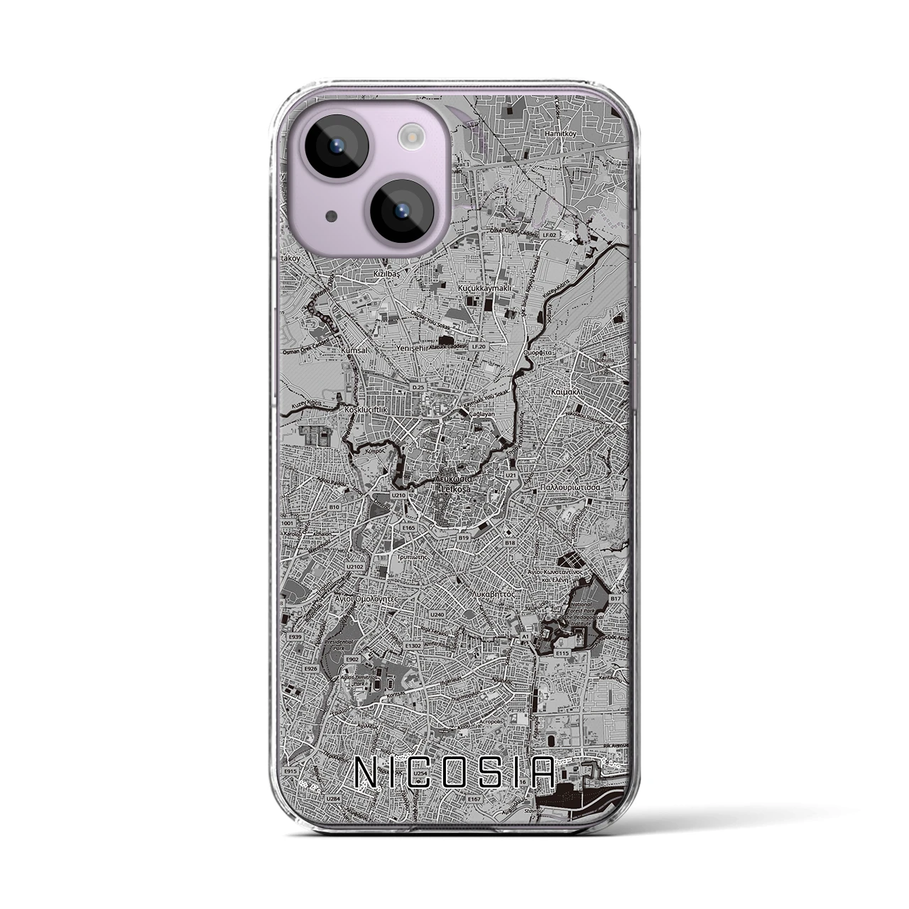 【ニコシア（キプロス）】地図柄iPhoneケース（クリアタイプ）