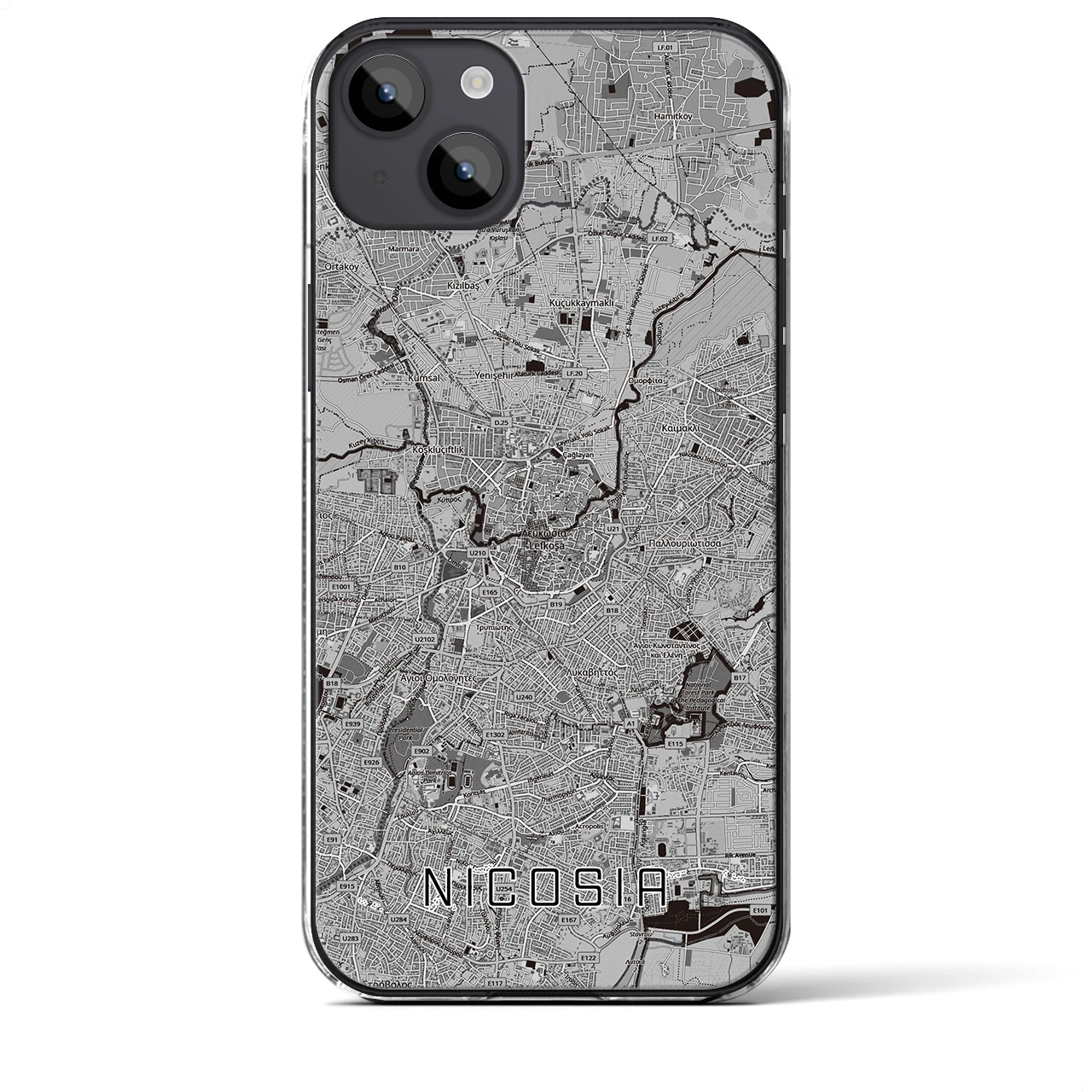 【ニコシア（キプロス）】地図柄iPhoneケース（クリアタイプ）