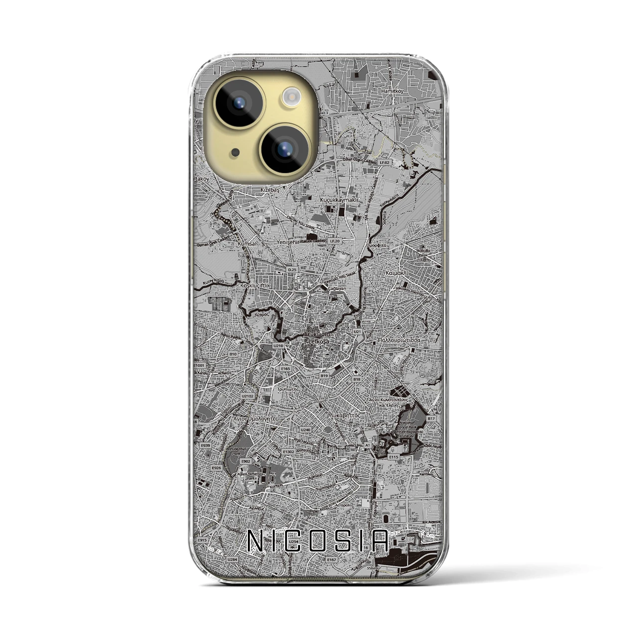 【ニコシア（キプロス）】地図柄iPhoneケース（クリアタイプ）