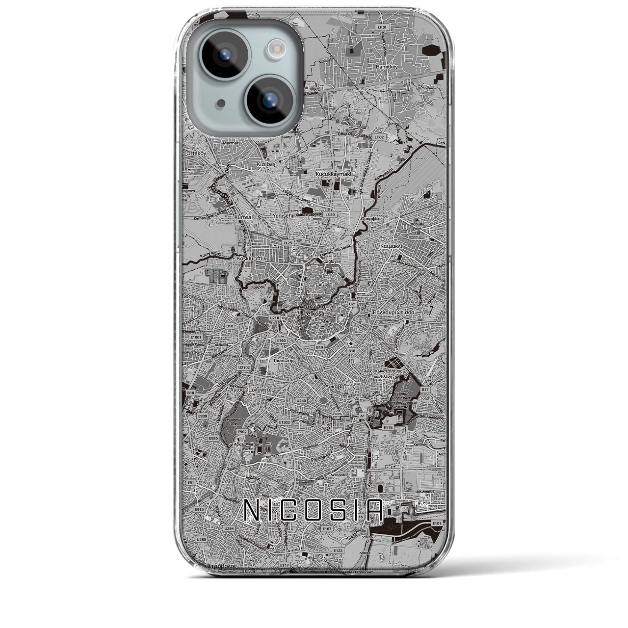 【ニコシア（キプロス）】地図柄iPhoneケース（クリアタイプ）