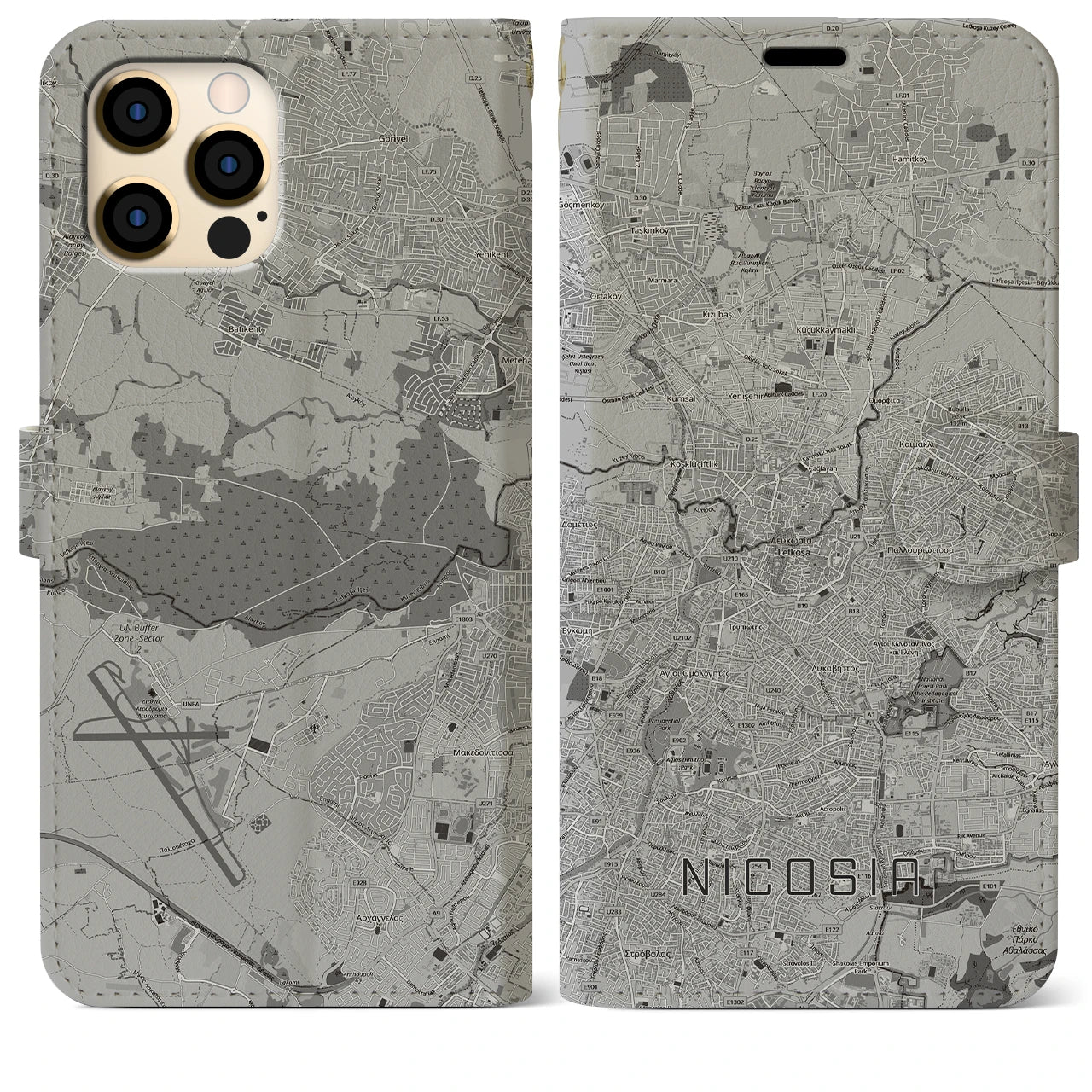 【ニコシア（キプロス）】地図柄iPhoneケース（手帳タイプ）