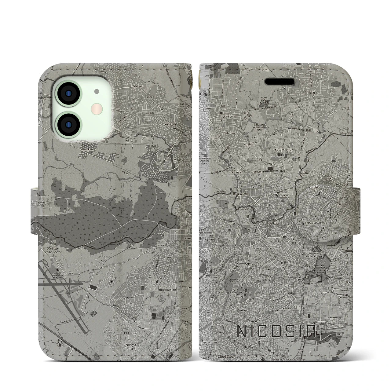 【ニコシア（キプロス）】地図柄iPhoneケース（手帳タイプ）