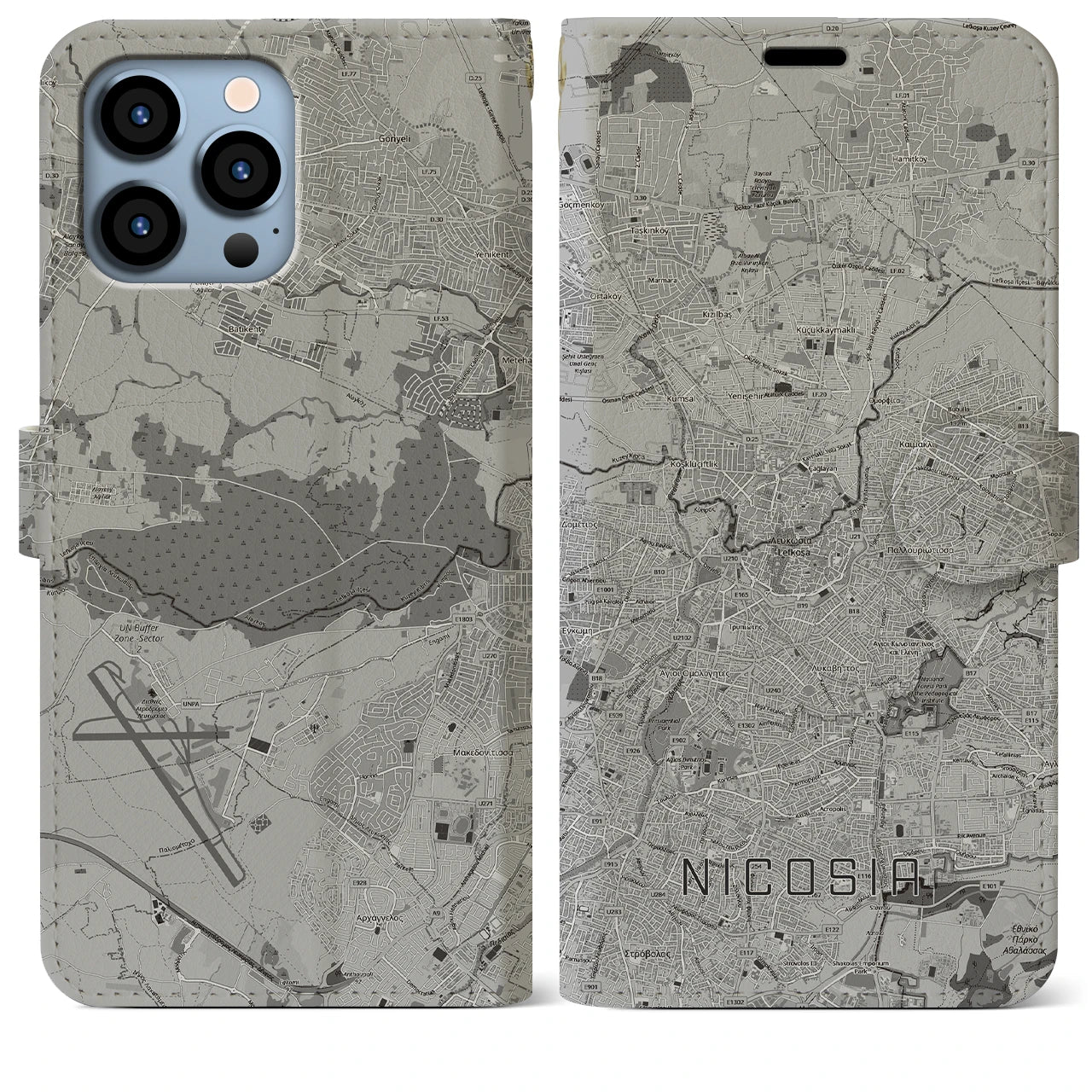 【ニコシア（キプロス）】地図柄iPhoneケース（手帳タイプ）