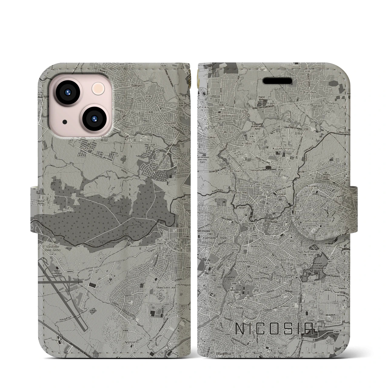 【ニコシア（キプロス）】地図柄iPhoneケース（手帳タイプ）