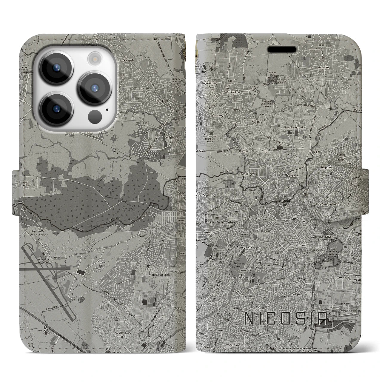 【ニコシア（キプロス）】地図柄iPhoneケース（手帳タイプ）