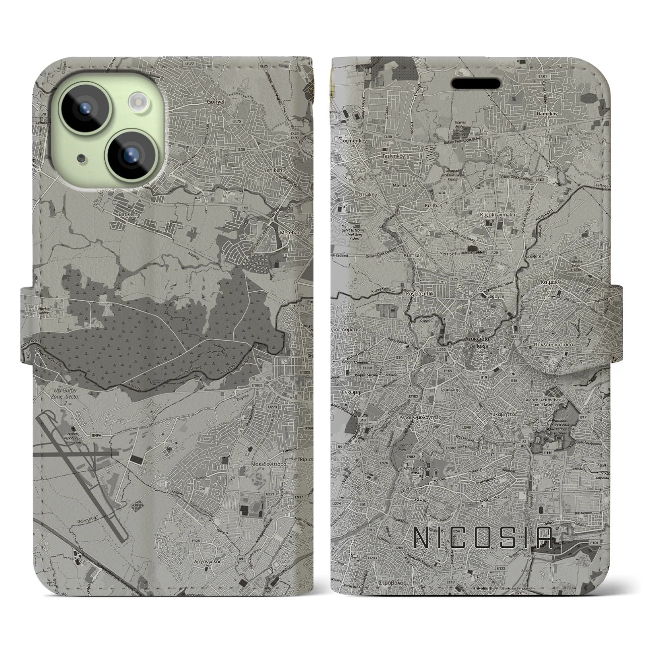 【ニコシア（キプロス）】地図柄iPhoneケース（手帳タイプ）