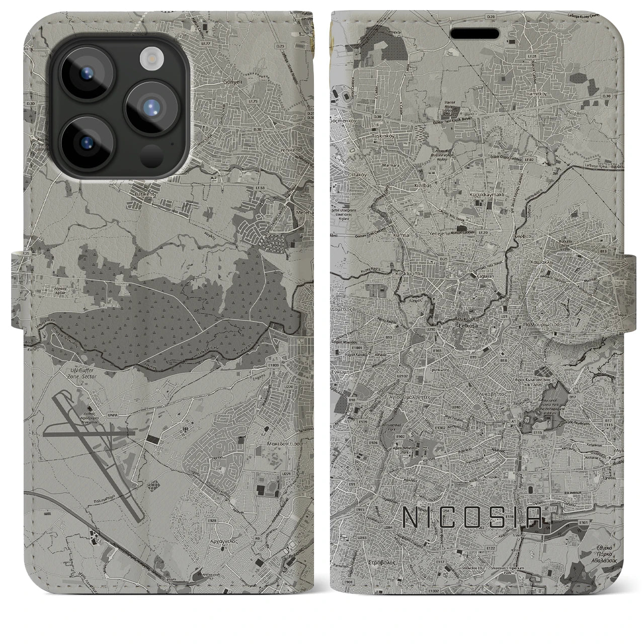 【ニコシア（キプロス）】地図柄iPhoneケース（手帳タイプ）