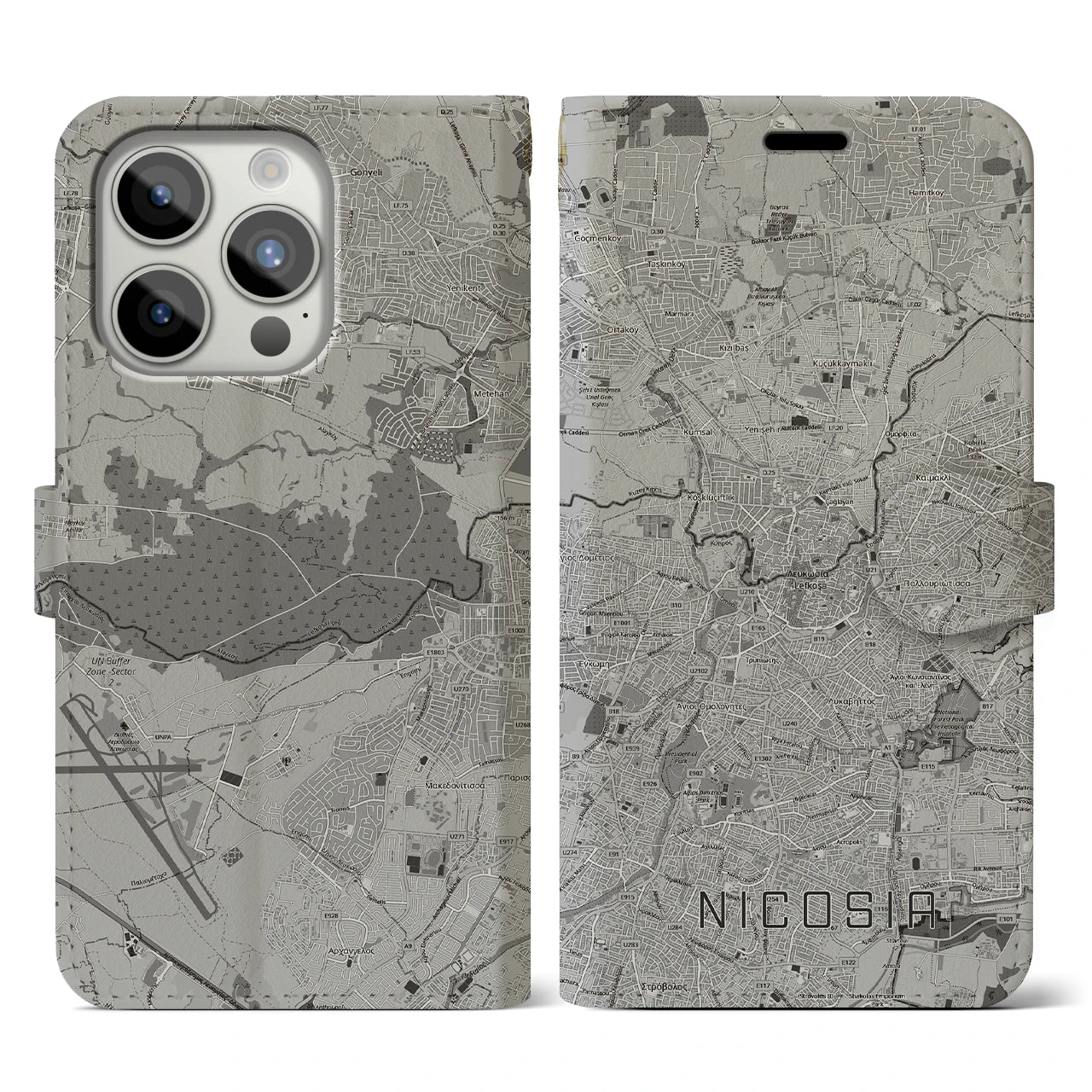 【ニコシア（キプロス）】地図柄iPhoneケース（手帳タイプ）