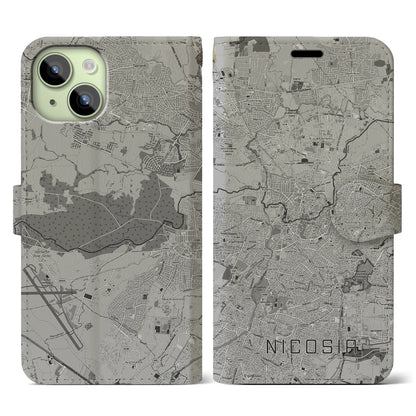 【ニコシア（キプロス）】地図柄iPhoneケース（手帳タイプ）