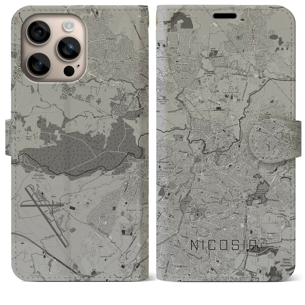 【ニコシア（キプロス）】地図柄iPhoneケース（手帳タイプ）