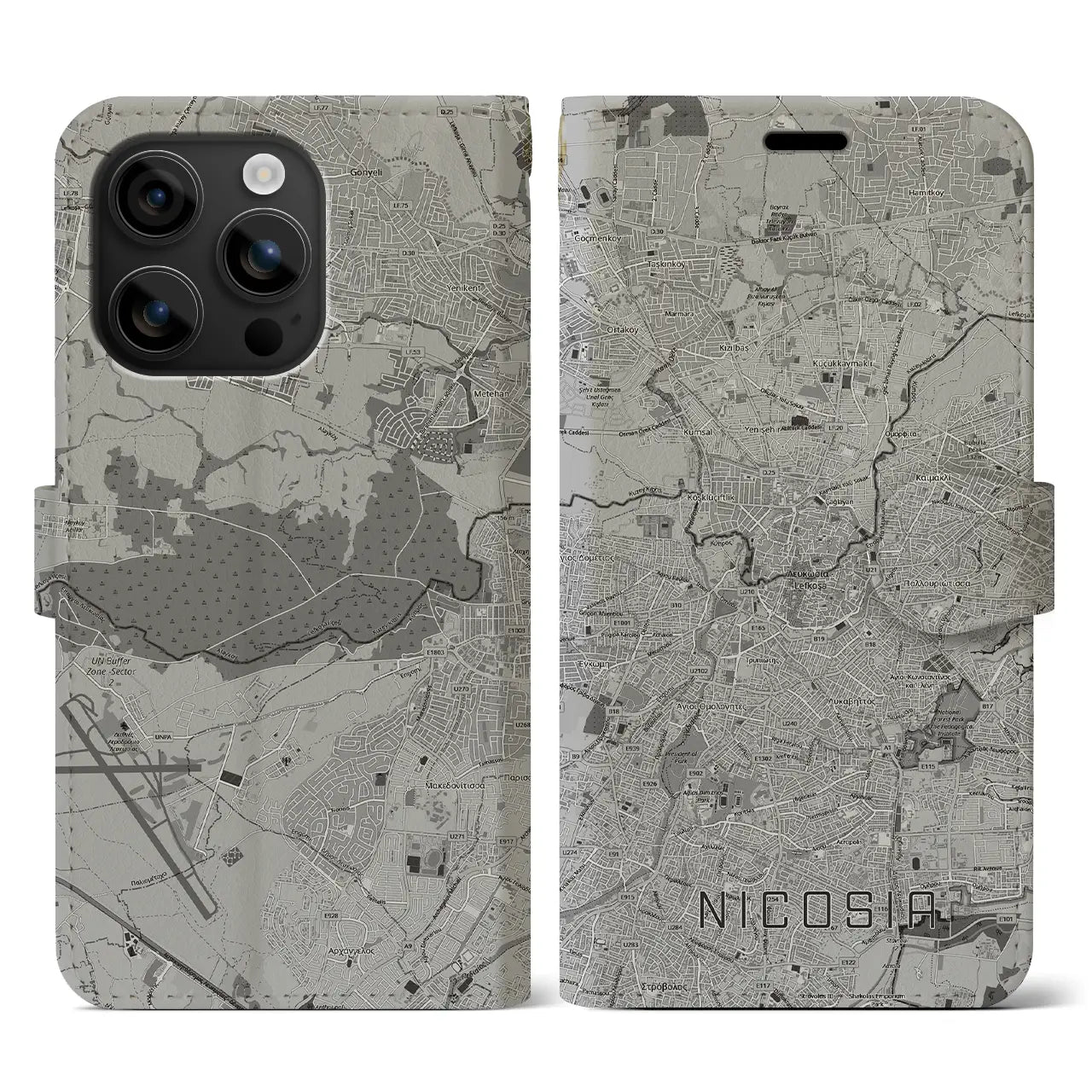 【ニコシア（キプロス）】地図柄iPhoneケース（手帳タイプ）