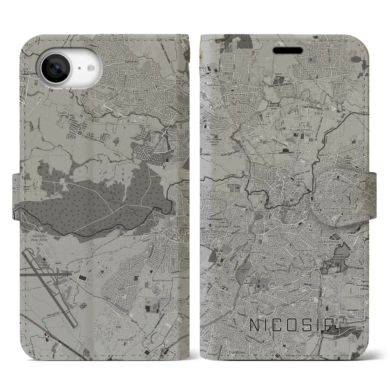 【ニコシア（キプロス）】地図柄iPhoneケース（手帳タイプ）