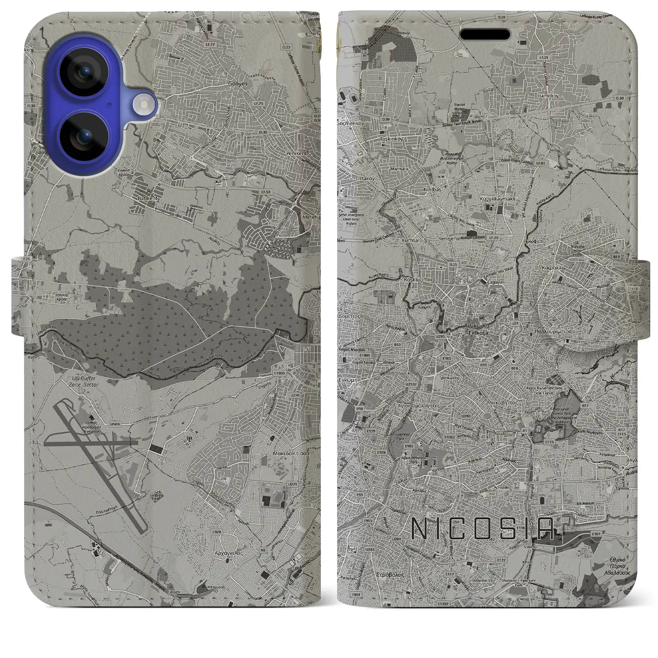 【ニコシア（キプロス）】地図柄iPhoneケース（手帳タイプ）