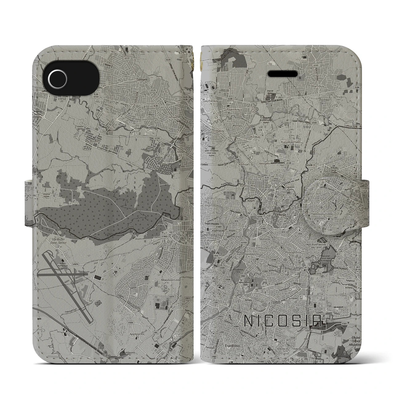 【ニコシア（キプロス）】地図柄iPhoneケース（手帳タイプ）